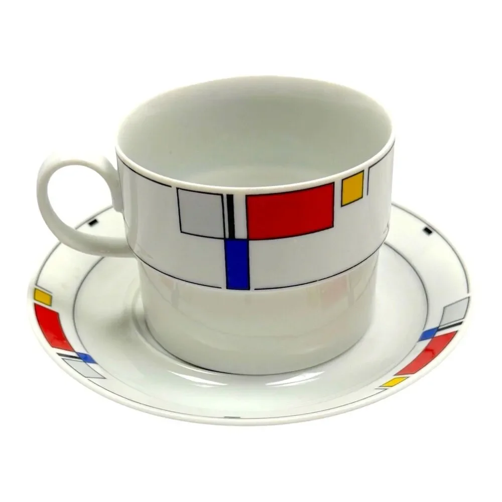 Studio Nova Highlights Flash Back Mikasa Porcelain Cup Saucer Geometric L6020